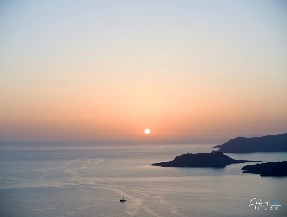 Sunset Over Sea With Islands And Boat