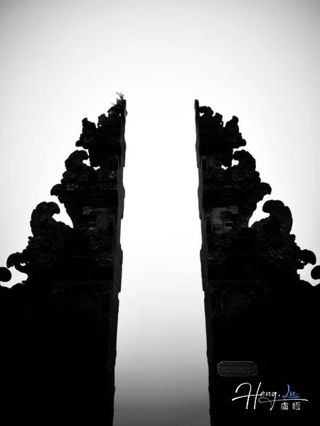 Black And White Temple Gate Silhouette
