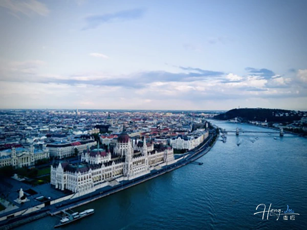 Aerial View Of Budapest Parliament And Danube River