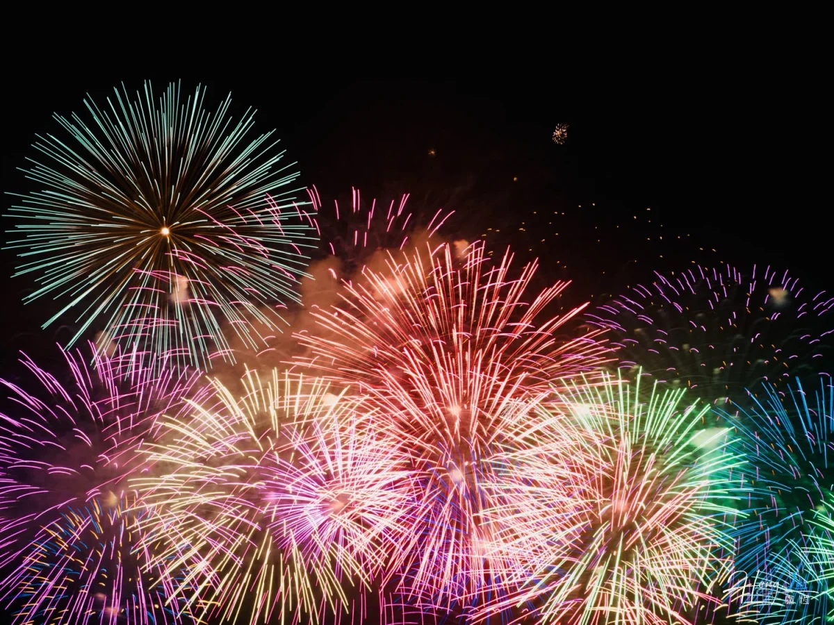 Bright Multicolor Fireworks Filling Night Sky