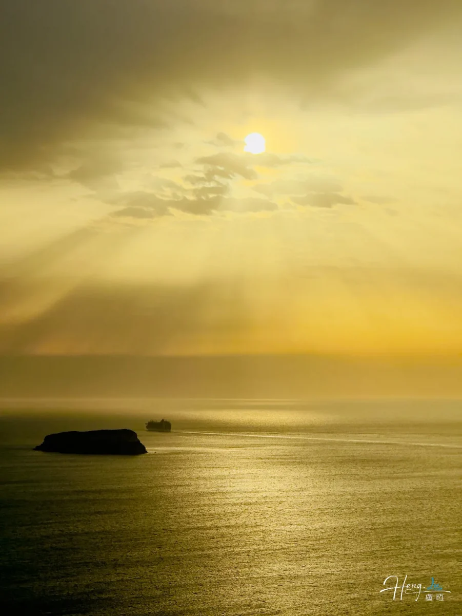 Golden Sunset Over Sea With Ship