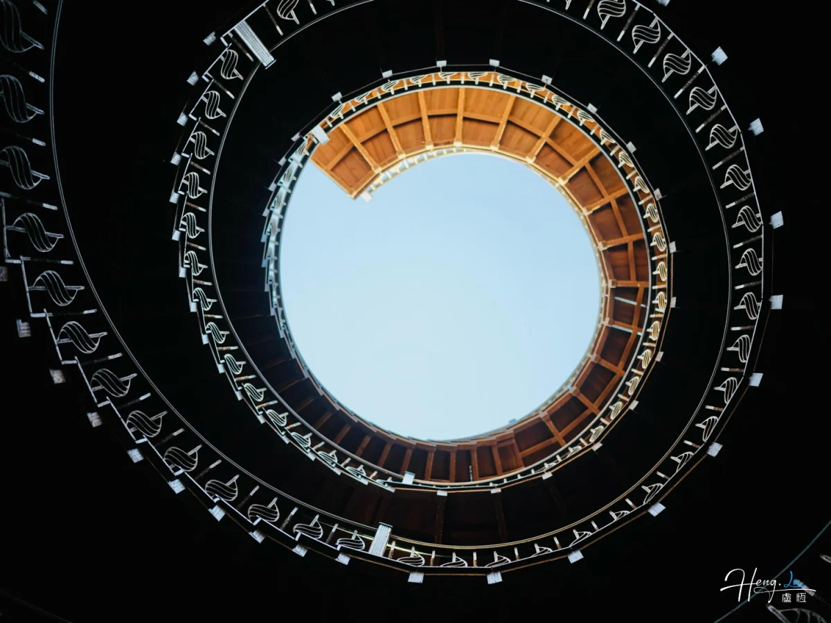 Upward View Of Spiral Staircase Design