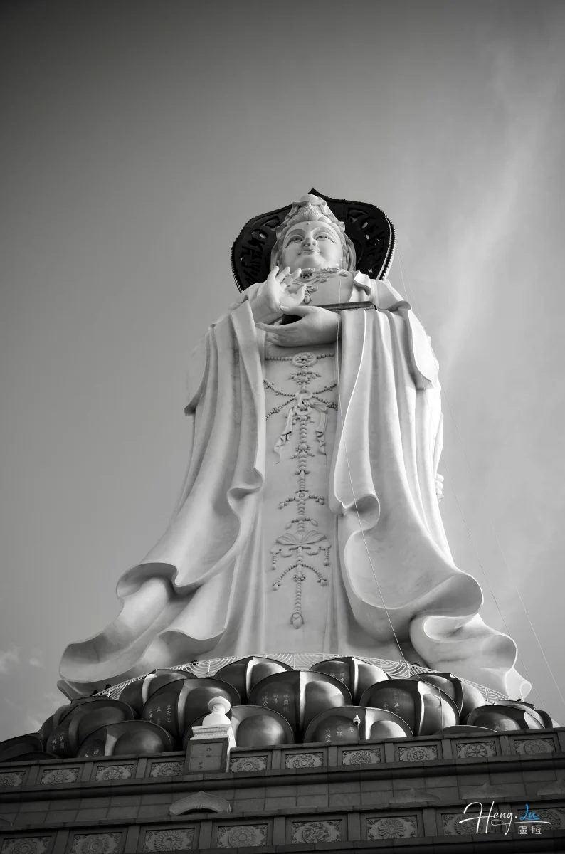 Large Buddhist Statue In Black And White