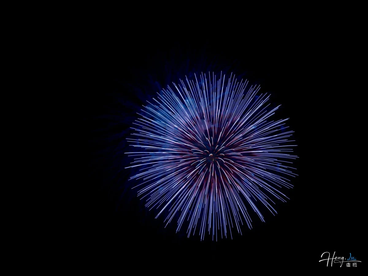 Blue Firework Bursts Beautifully Against Dark Night Sky