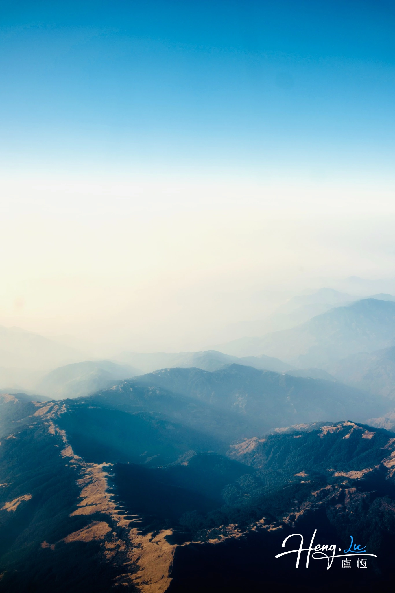 Aerial Misty Mountain Ridges