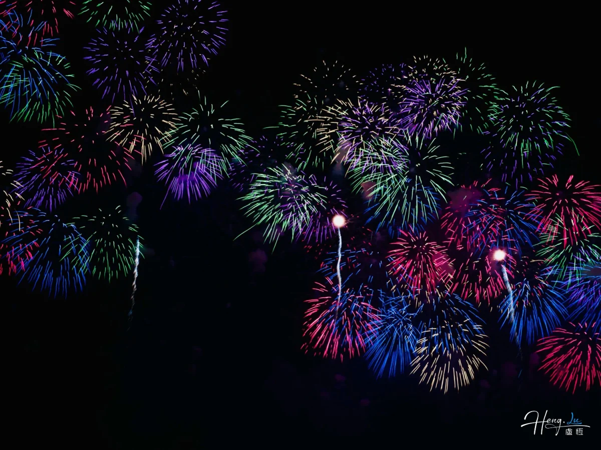 Colorful Fireworks Illuminating Dark Night Sky
