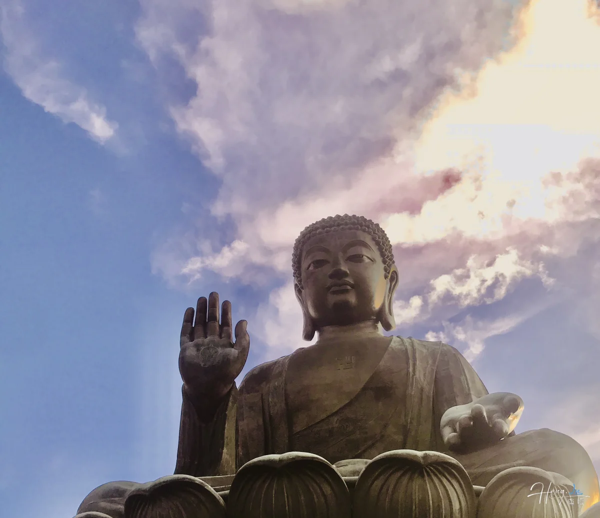 Buddha Statue Under Soft Colored Evening Sky