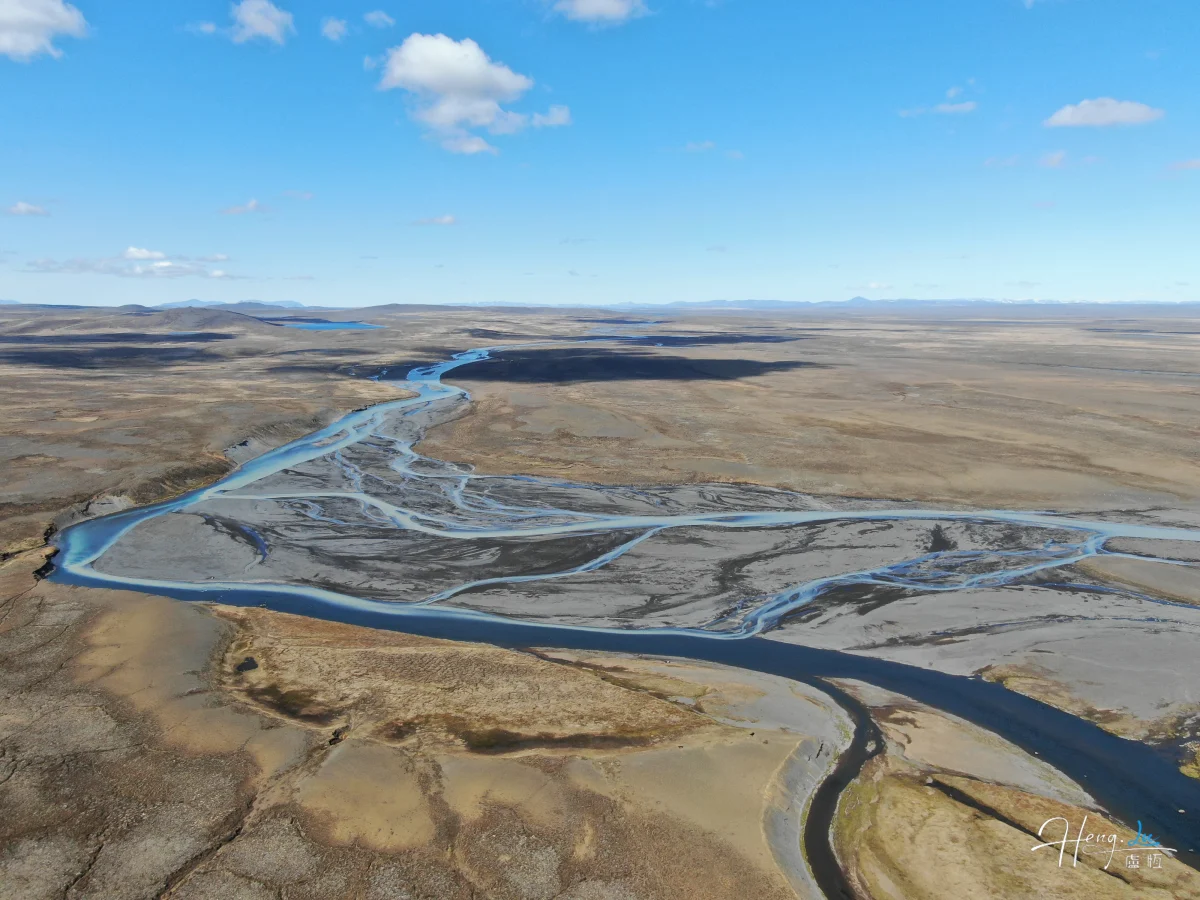 Aerial View Of River Delta Under Clear Blue Sky