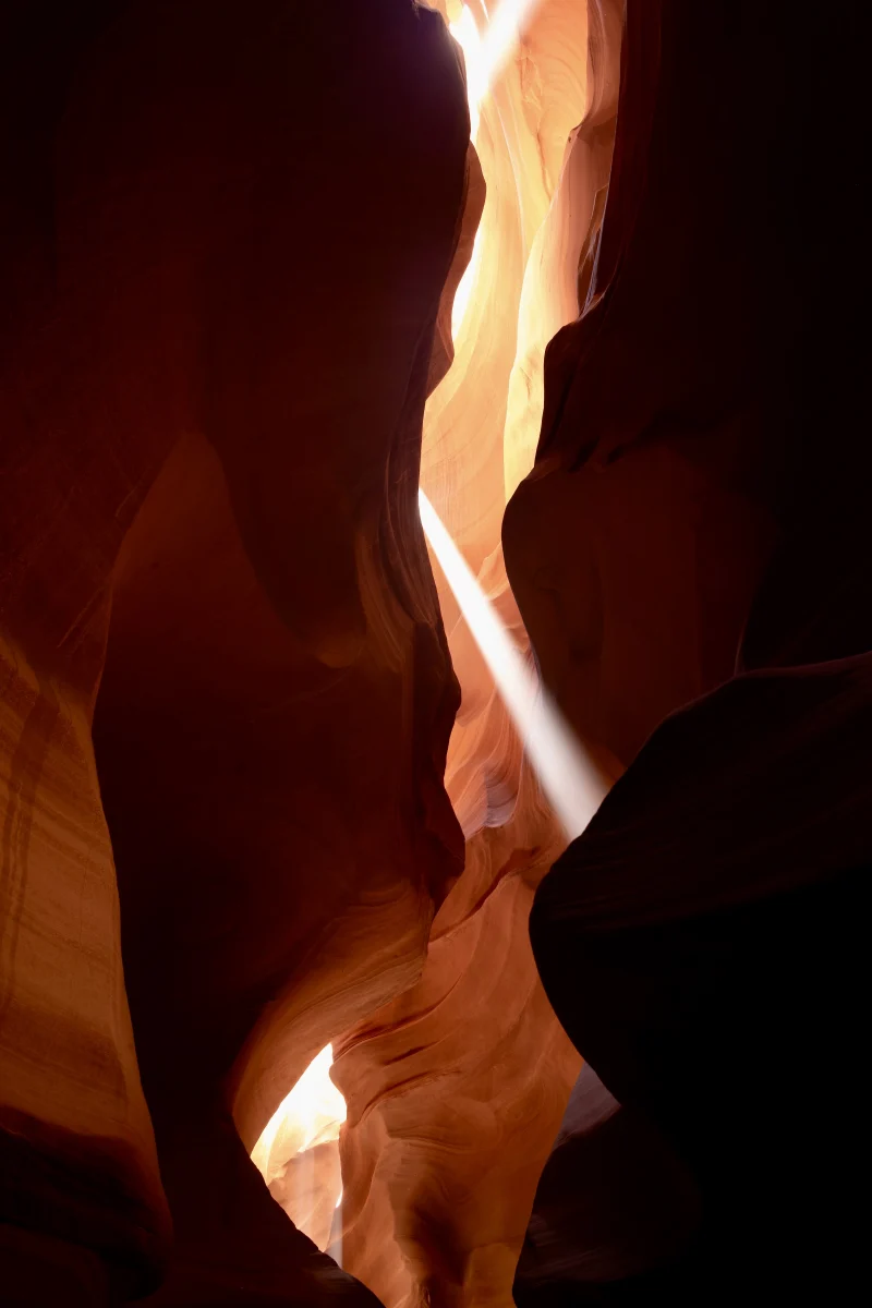 Sunbeam Illuminating Narrow Canyon
