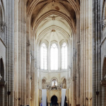 Gothic church nave with arches and bright windows Interior-view-of-gothic-cathedral
