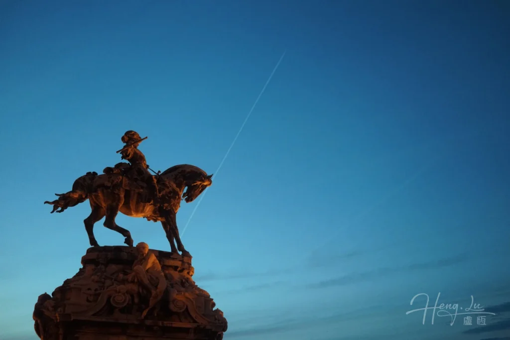 Equestrian Statue Against Twilight Sky in Budapest A-beautiful-status-in-Budapest
