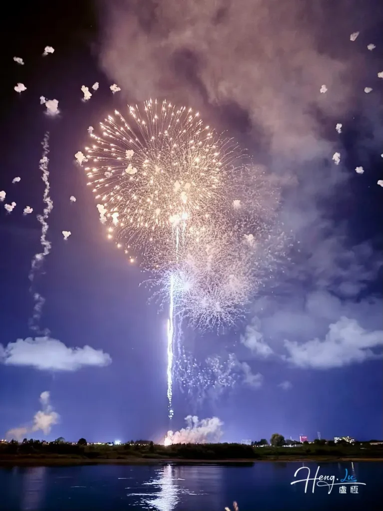 Spectacular Fireworks Display Over Water at Night – A Mesmerising Sky Celebration