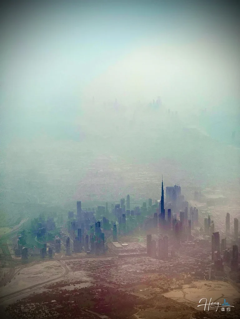 Aerial View of City Skyline in Mist Cityscape-covered-in-morning-mist-from-above