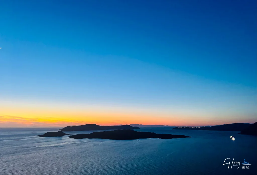 Cruise Ship Sailing Under Evening Sky with Coastal Sunset View Twilight-sky-over-sea-and-islands