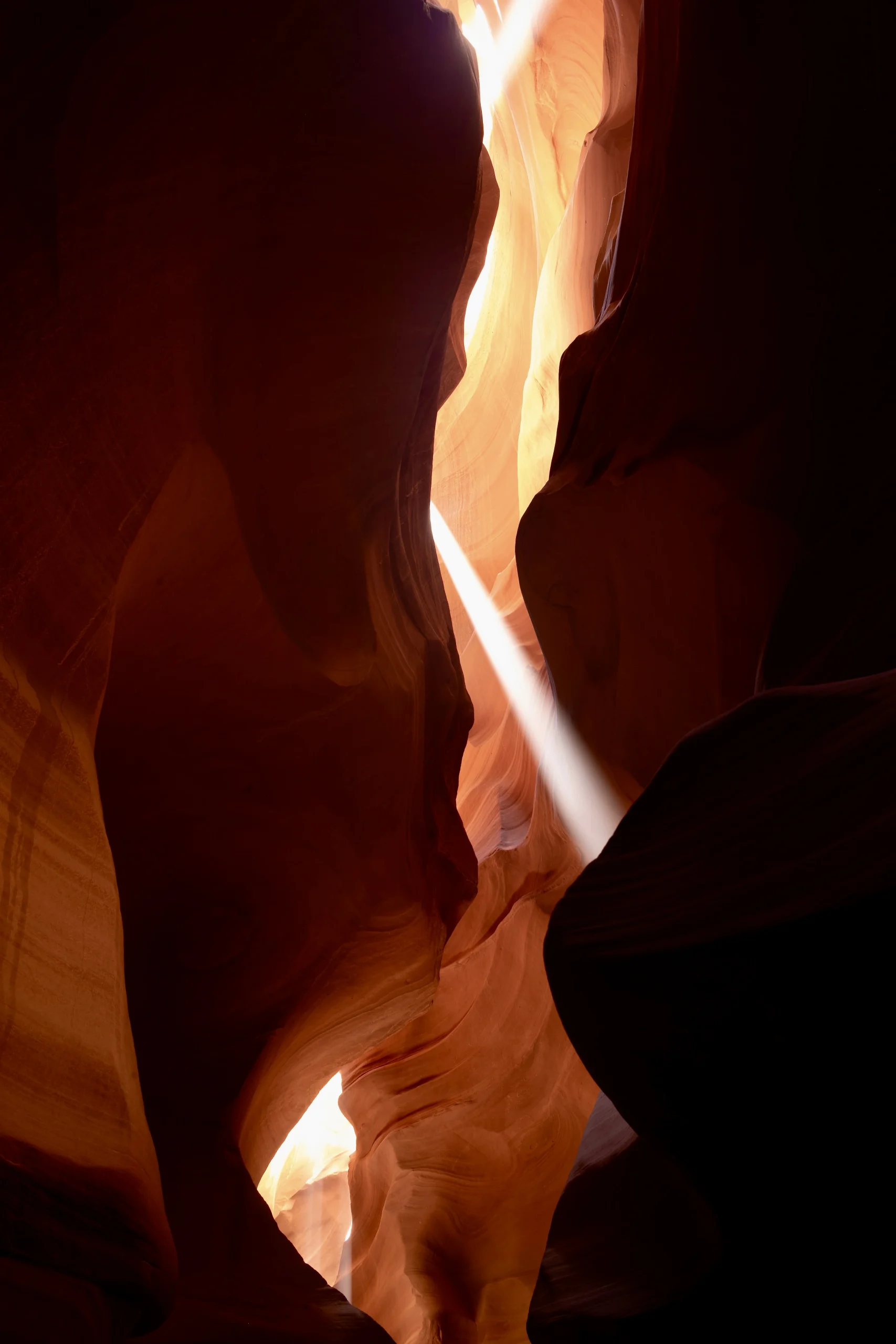 Sunbeam illuminating narrow canyon
